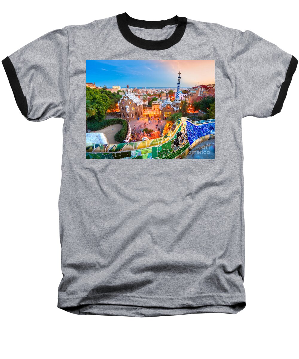 Architecture Baseball T-Shirt featuring the photograph Park Guell in Barcelona - Spain by Luciano Mortula