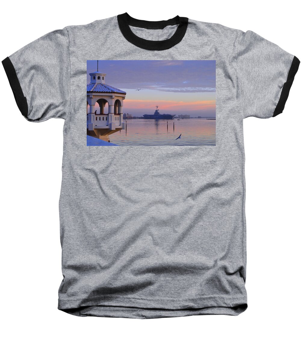 Boats Baseball T-Shirt featuring the photograph Pastel USS Lexington by Leticia Latocki