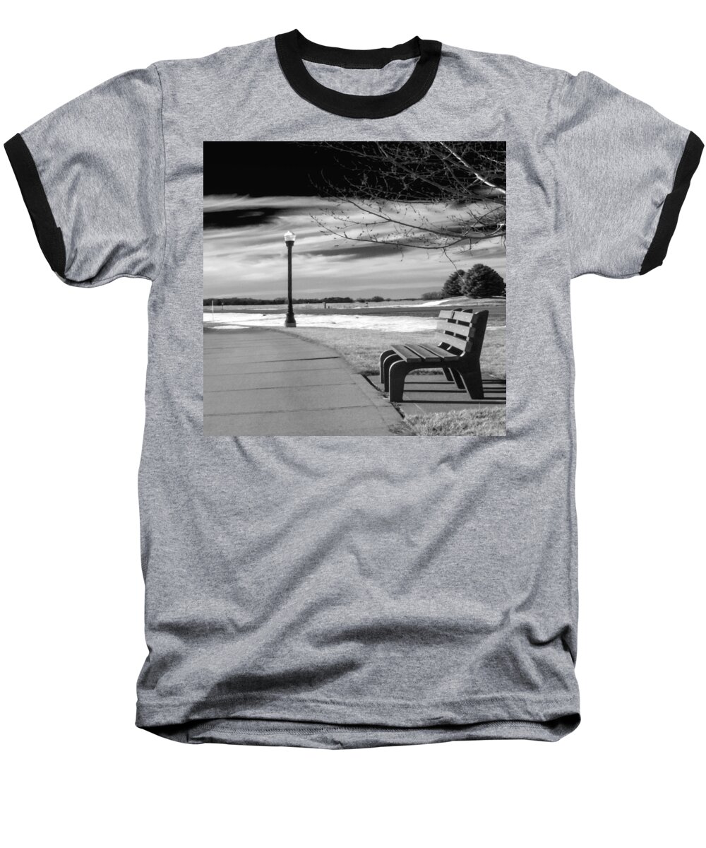 Bench Baseball T-Shirt featuring the photograph Pause by Don Spenner