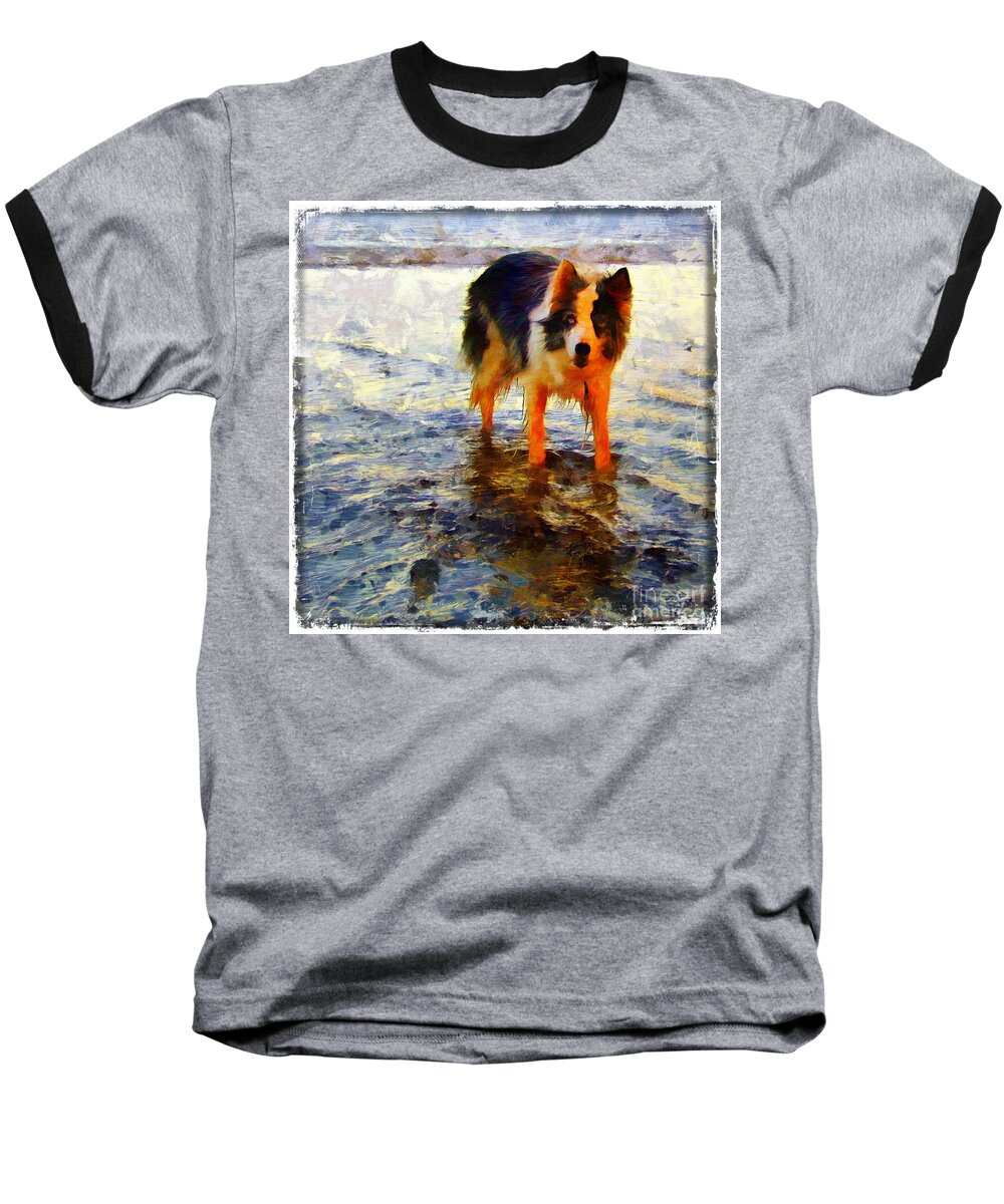 Digital Baseball T-Shirt featuring the painting Paws for thought by Vix Edwards
