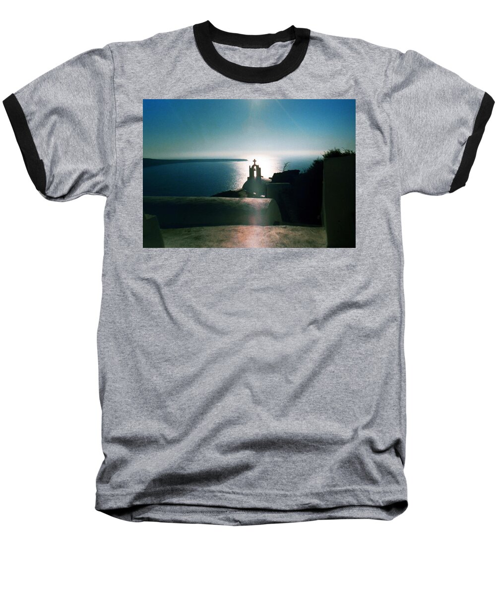 Coletteguggenheim Baseball T-Shirt featuring the photograph Peaceful Sunset Santorini Island Greece by Colette V Hera Guggenheim