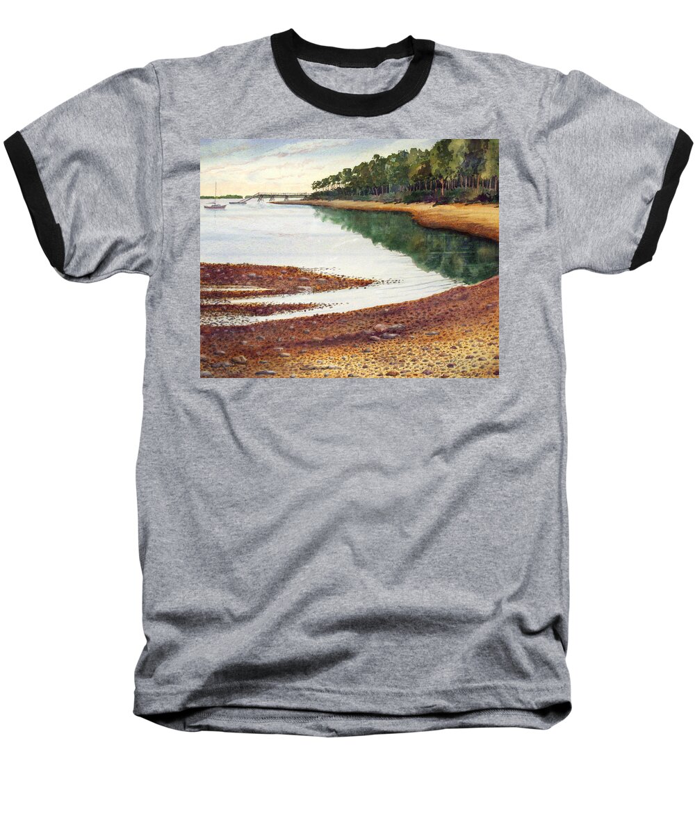 Landscape Baseball T-Shirt featuring the painting Penobscot Bay by Roger Rockefeller