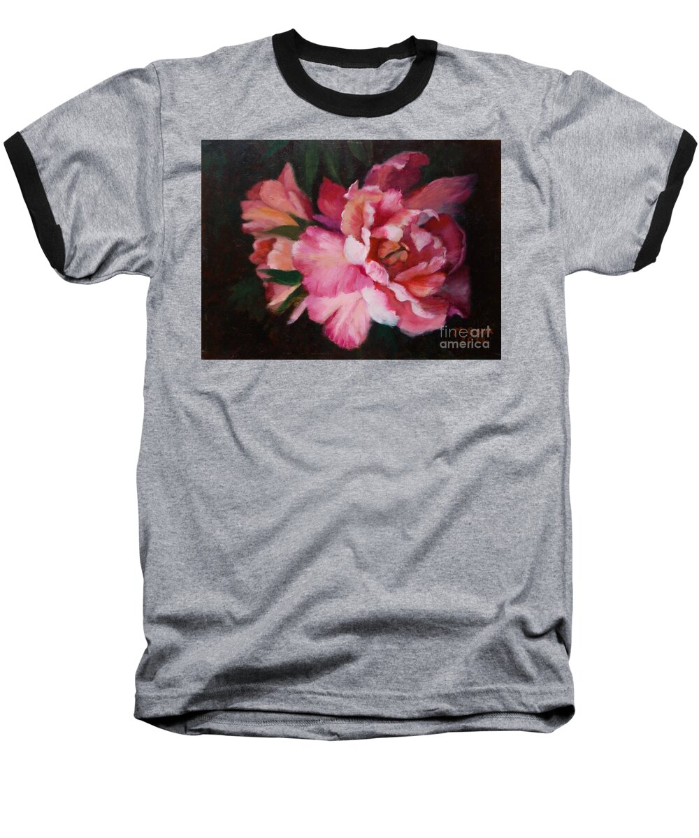Peony Baseball T-Shirt featuring the painting Peonies No 8 The Painting by Marlene Book