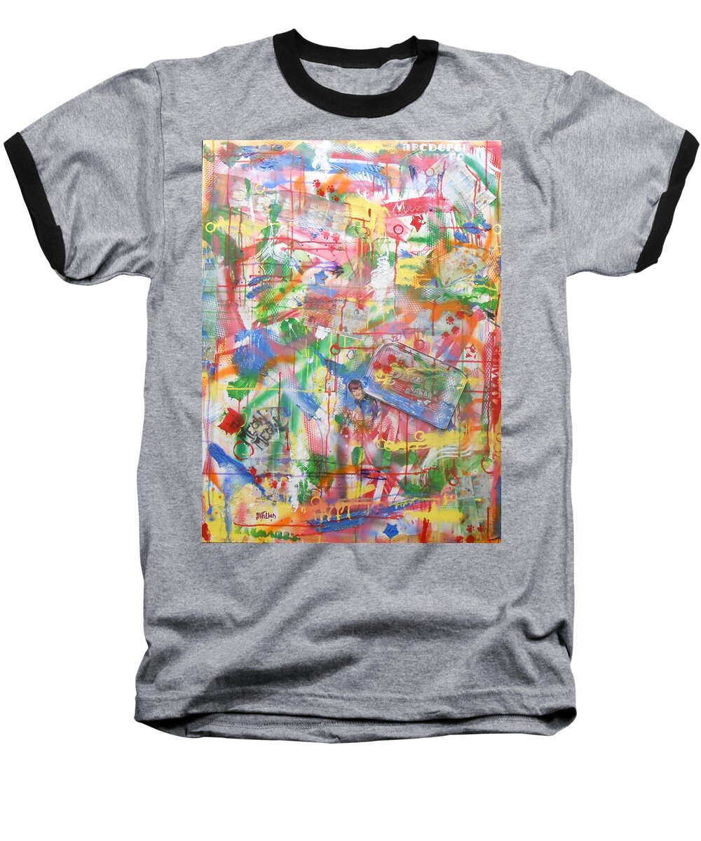 Abstract Baseball T-Shirt featuring the mixed media Peppermint Bark by GH FiLben