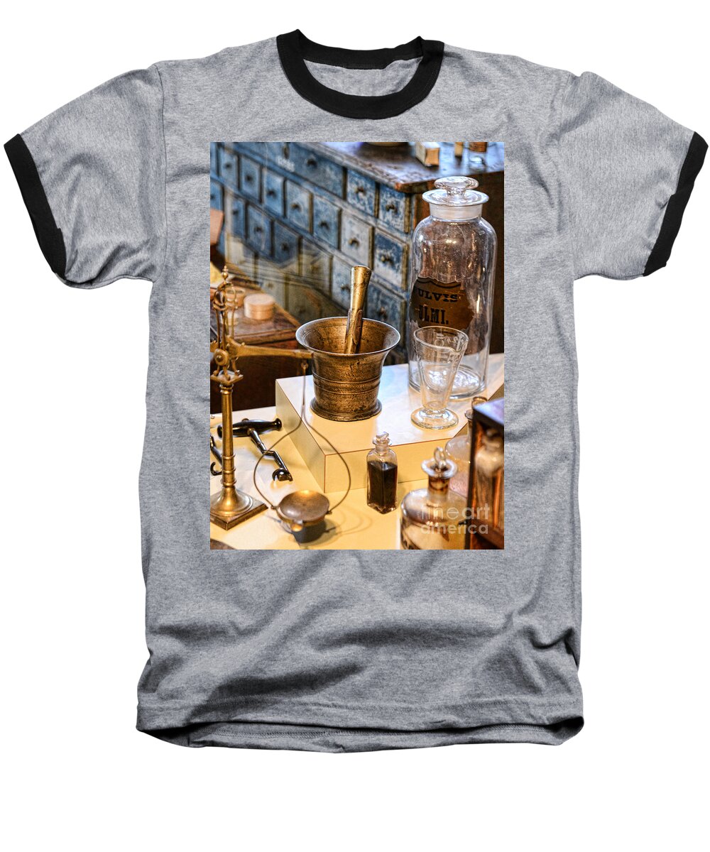 Paul Ward Baseball T-Shirt featuring the photograph Pharmacist - Brass Mortar and Pestle by Paul Ward