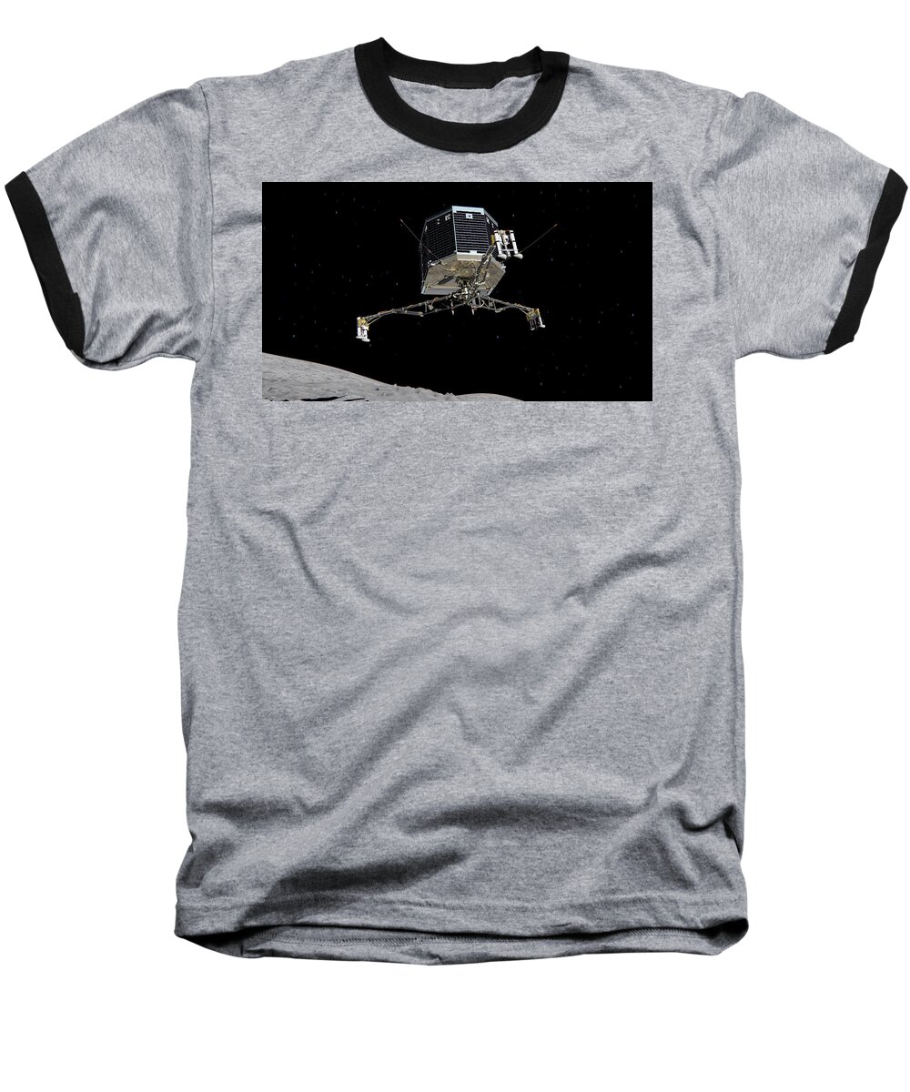 Comet Baseball T-Shirt featuring the photograph Philae Lander Descending To Comet 67pc-g by Science Source