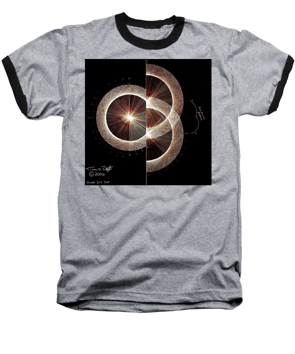  Baseball T-Shirt featuring the drawing Photon Double Slit Test Hand Drawn by Jason Padgett