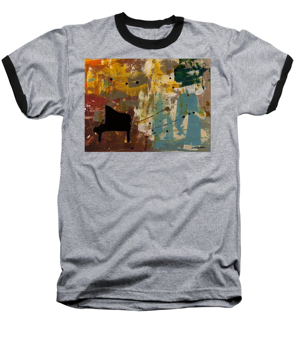 Music Abstract Art Baseball T-Shirt featuring the painting Piano Concerto by Carmen Guedez
