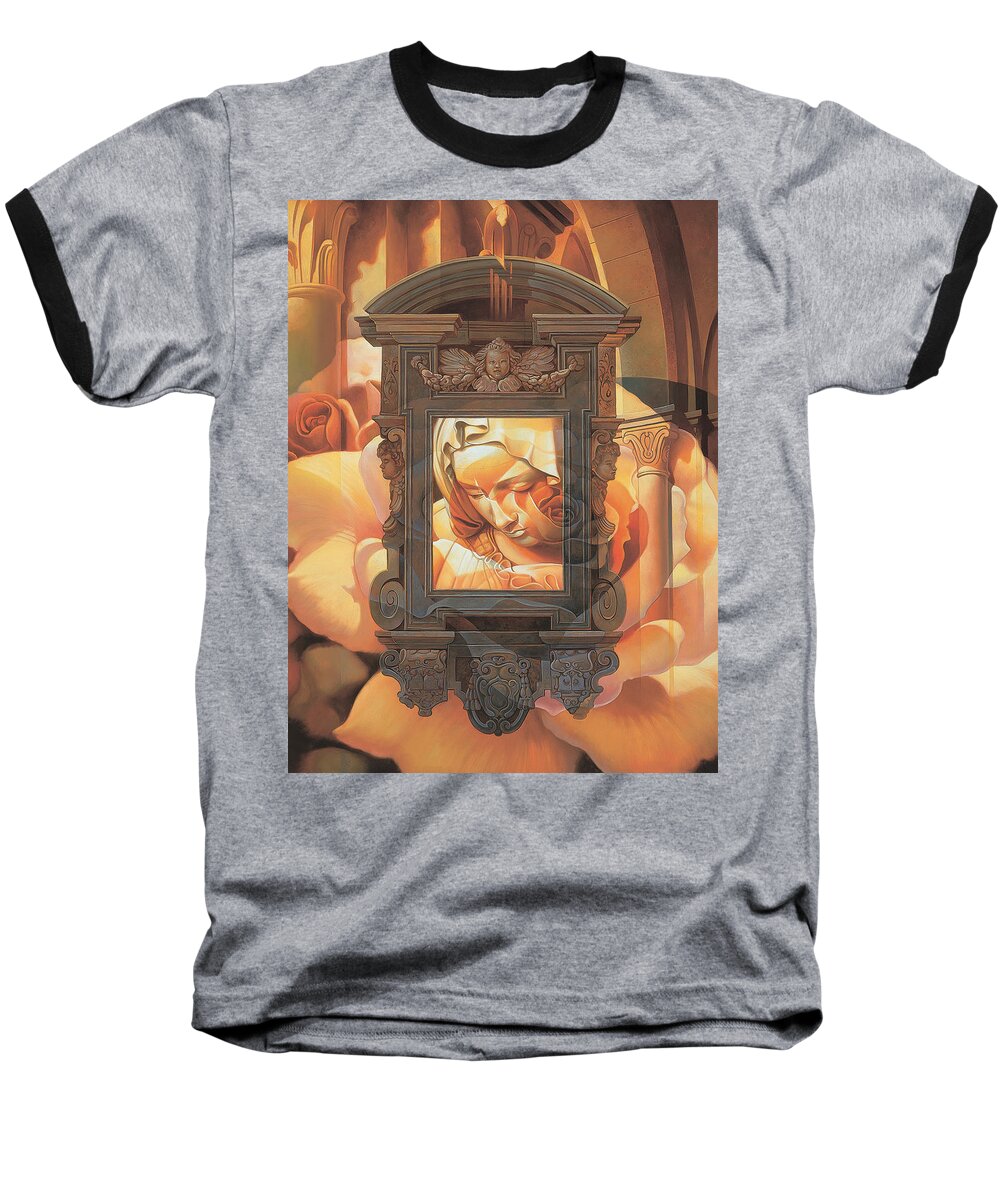 Conceptual Baseball T-Shirt featuring the painting Pieta by Mia Tavonatti