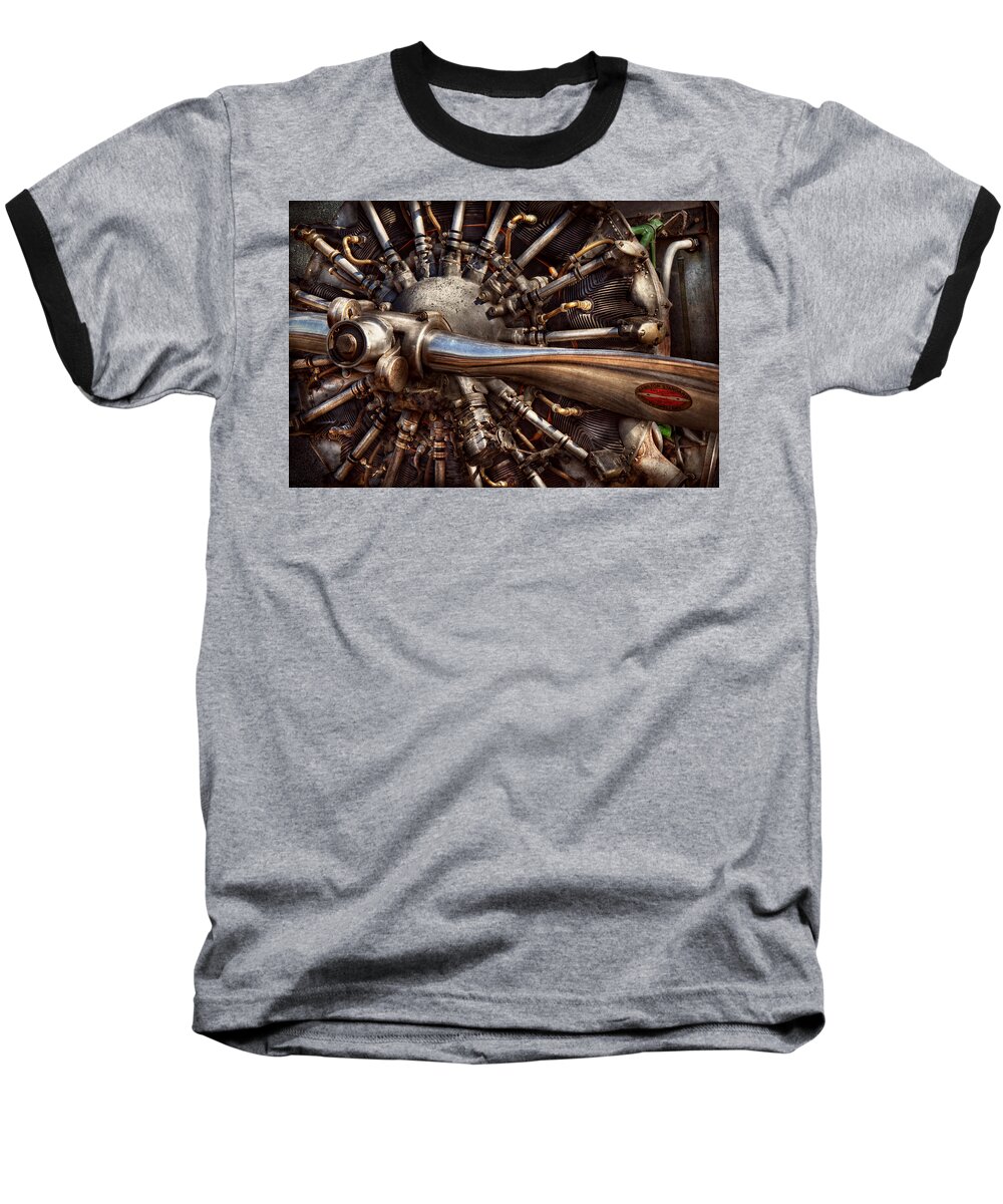 Plane Baseball T-Shirt featuring the photograph Pilot - Plane - Engines at the ready by Mike Savad
