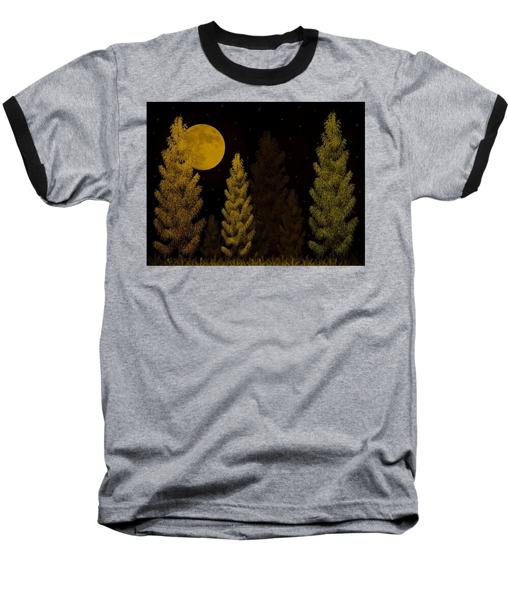 Pine Baseball T-Shirt featuring the photograph Pine Forest Moon by David Dehner