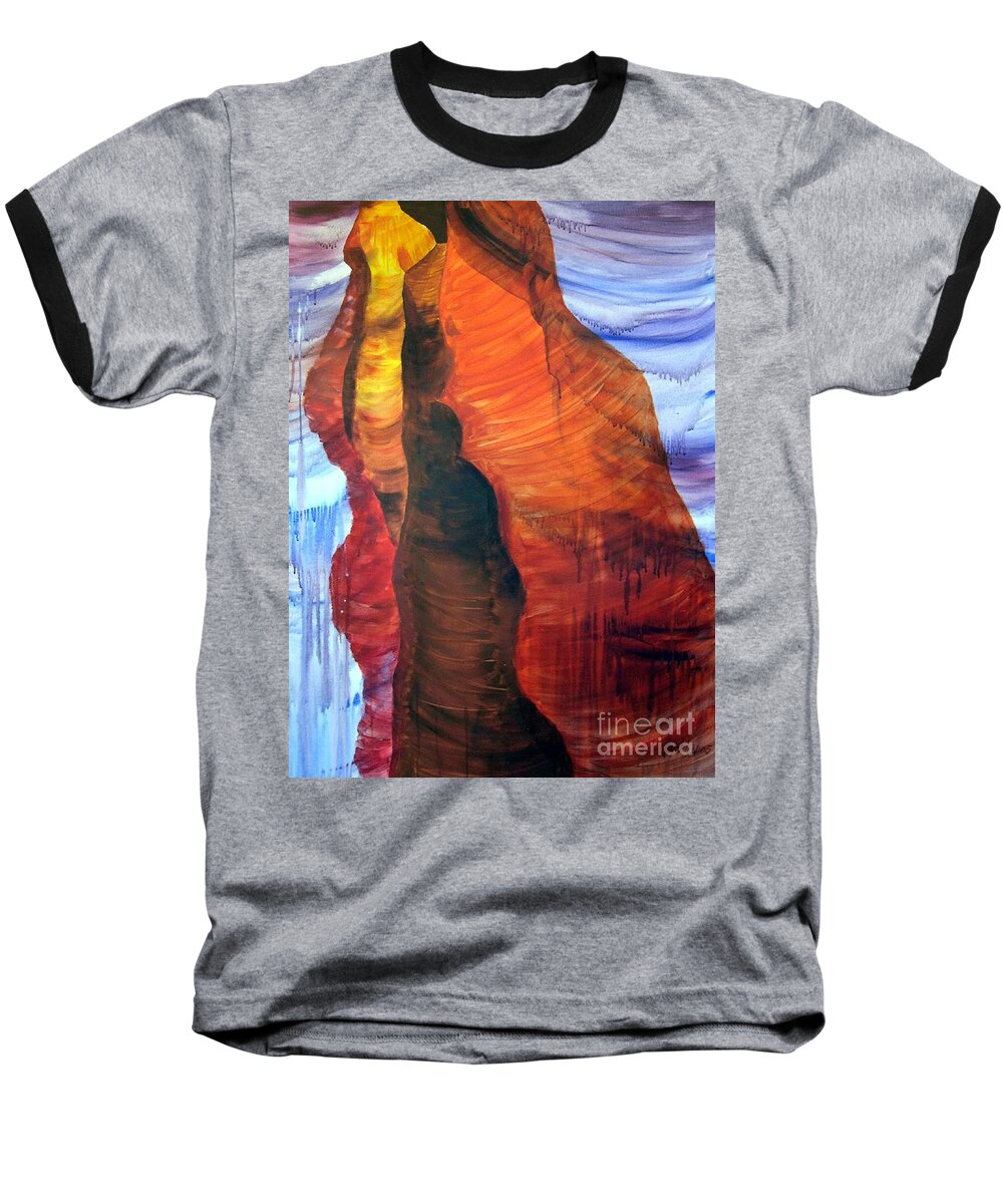  Baseball T-Shirt featuring the painting Pinnacle by Lynellen Nielsen