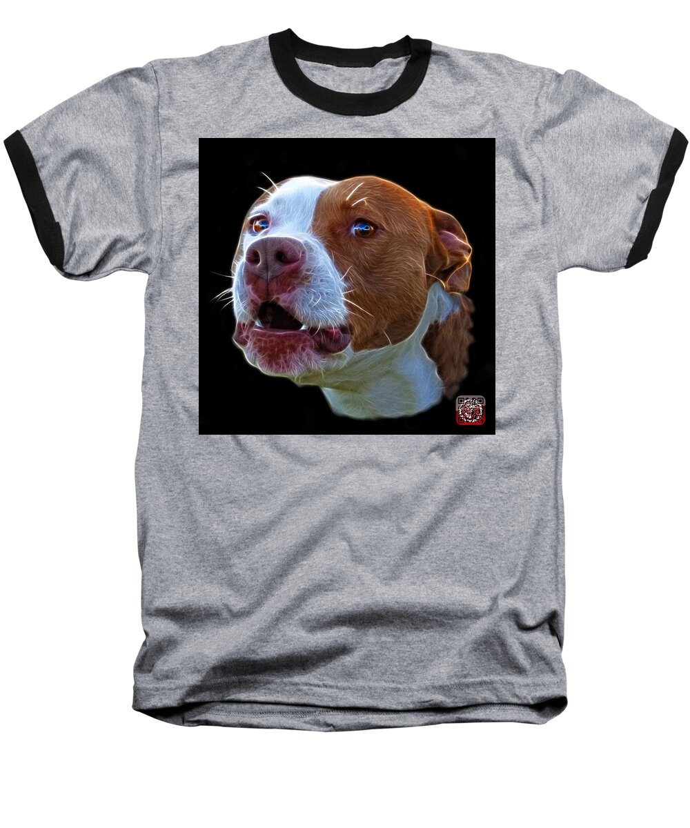 Dog Art Baseball T-Shirt featuring the mixed media Pitbull 7769 - Bb - Fractal Dog Art by James Ahn