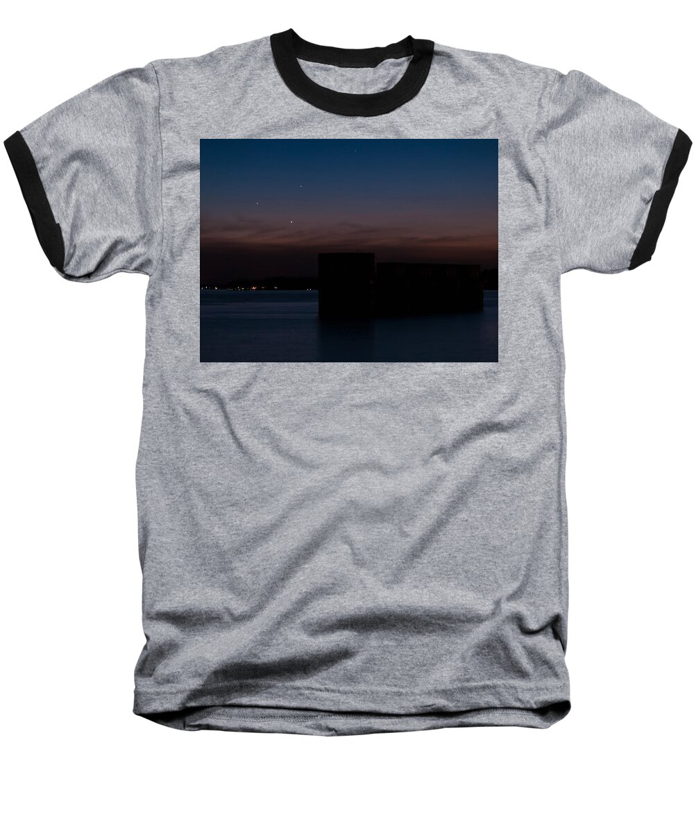 Conjunction Baseball T-Shirt featuring the photograph Planetary Conjunction of Mercury Venus and Jupiter by Charles Hite