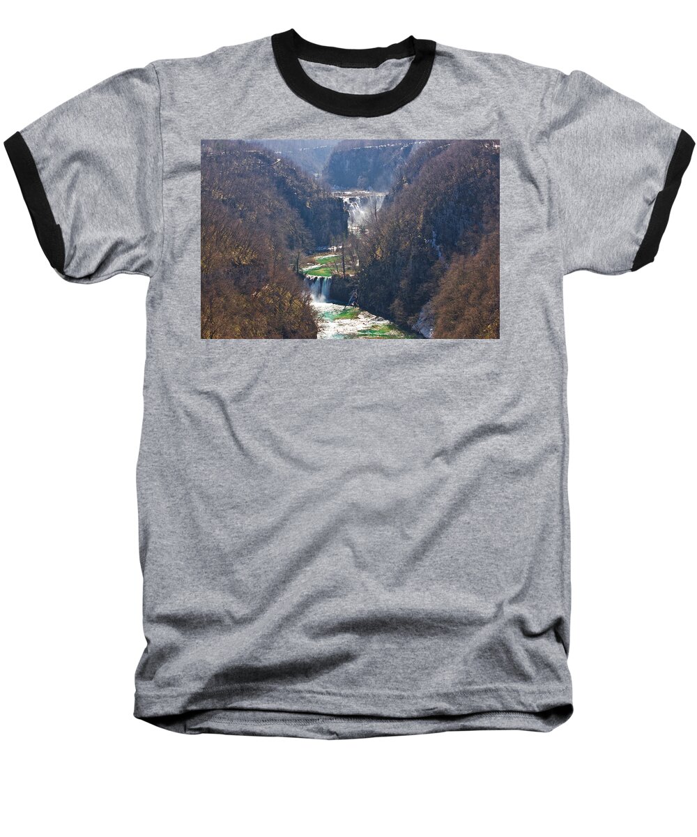 Croatia Baseball T-Shirt featuring the photograph Plitvice lakes national park canyon by Brch Photography