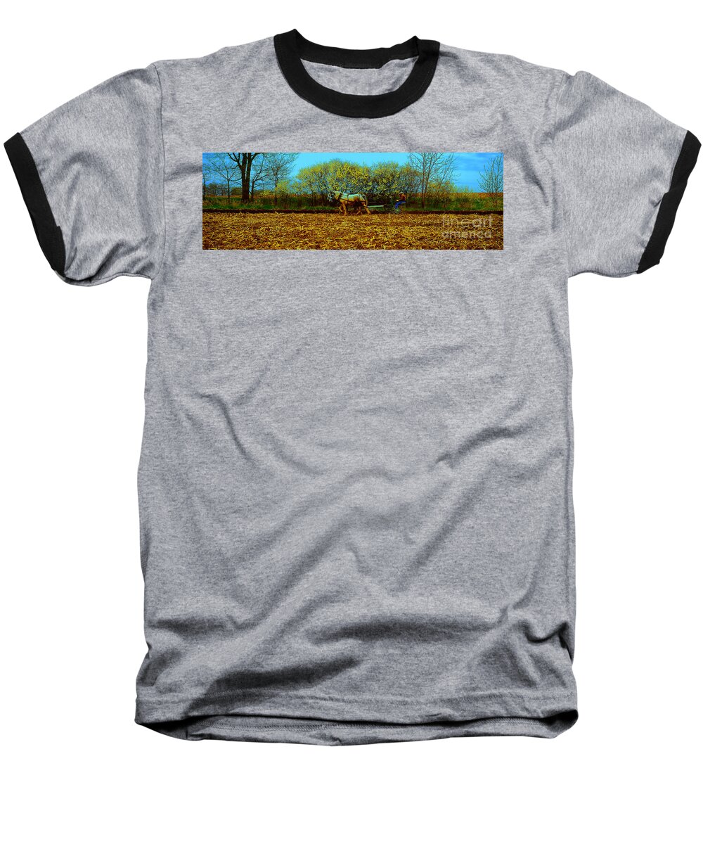 Plow Baseball T-Shirt featuring the photograph Plow days Freeport Illinos  by Tom Jelen
