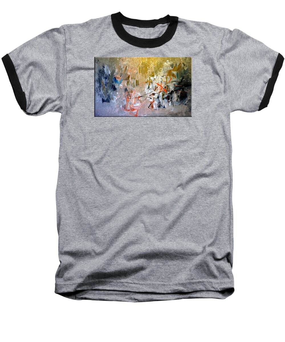 Abstract Baseball T-Shirt featuring the painting Poetry by Lisa Kaiser