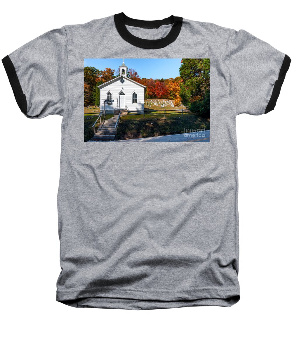 Church Baseball T-Shirt featuring the photograph Point Mountain Community Church - WV by Kathleen K Parker