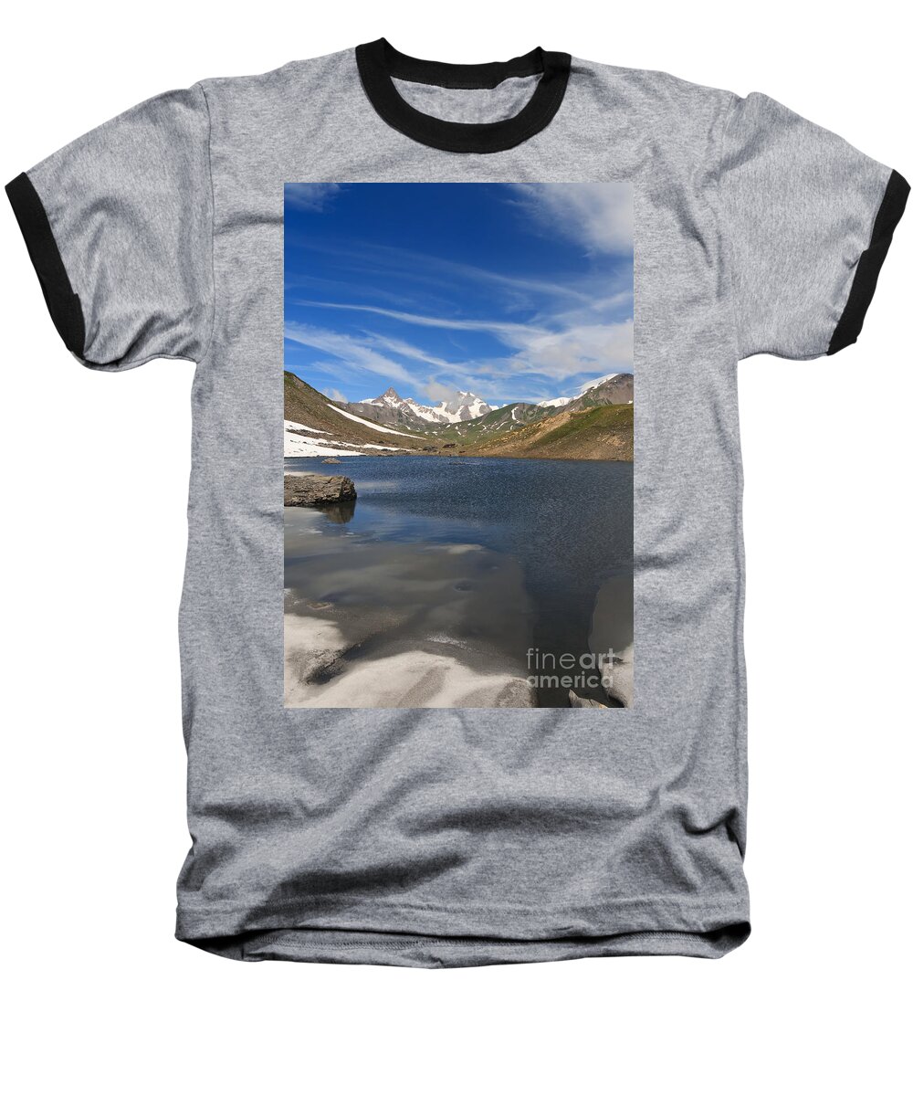 Alpine Baseball T-Shirt featuring the photograph Pointe Rousse lake - vertical composition by Antonio Scarpi