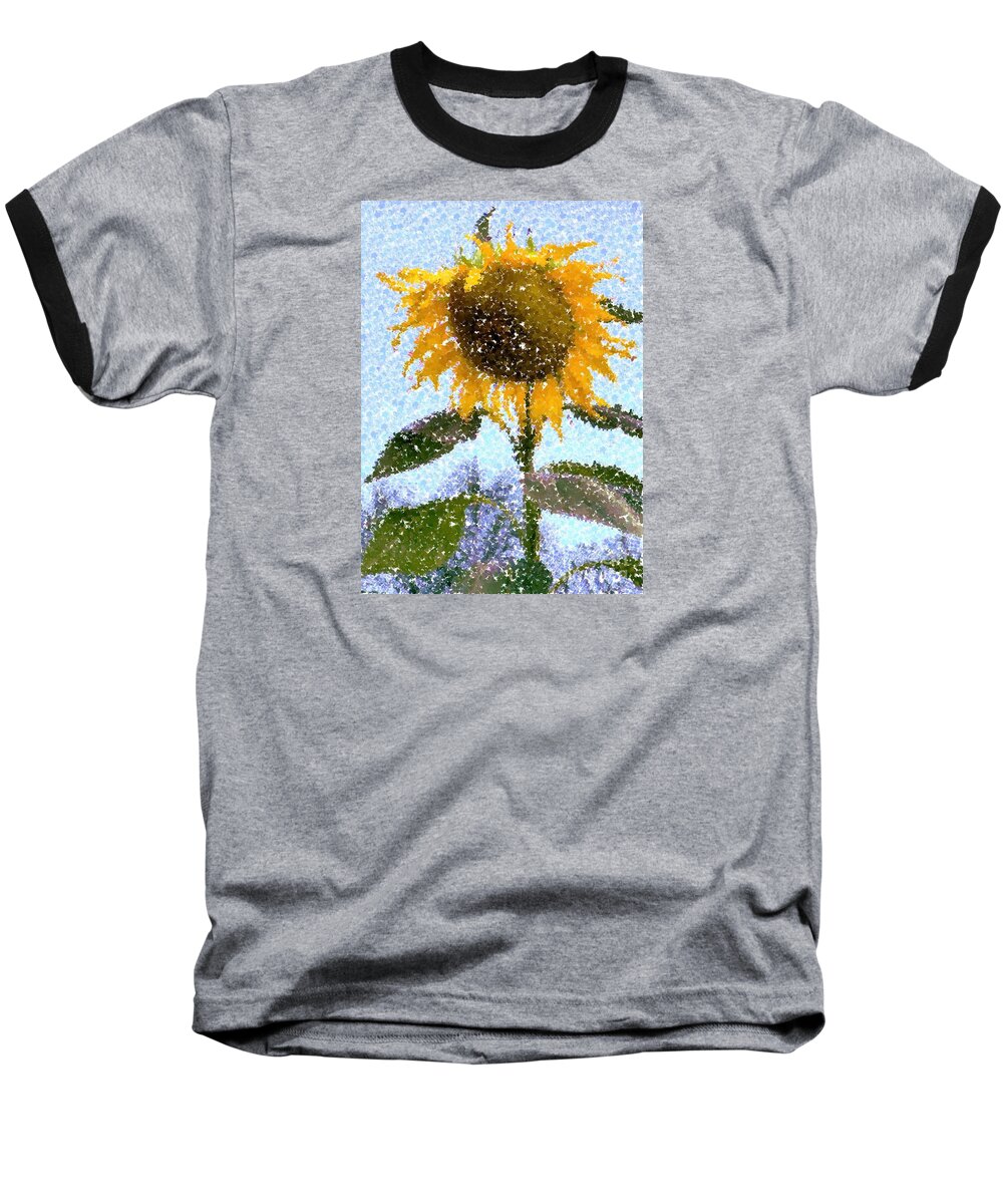 Sunflower Baseball T-Shirt featuring the photograph Pointillist Sunflower in Sun City by Barbie Corbett-Newmin