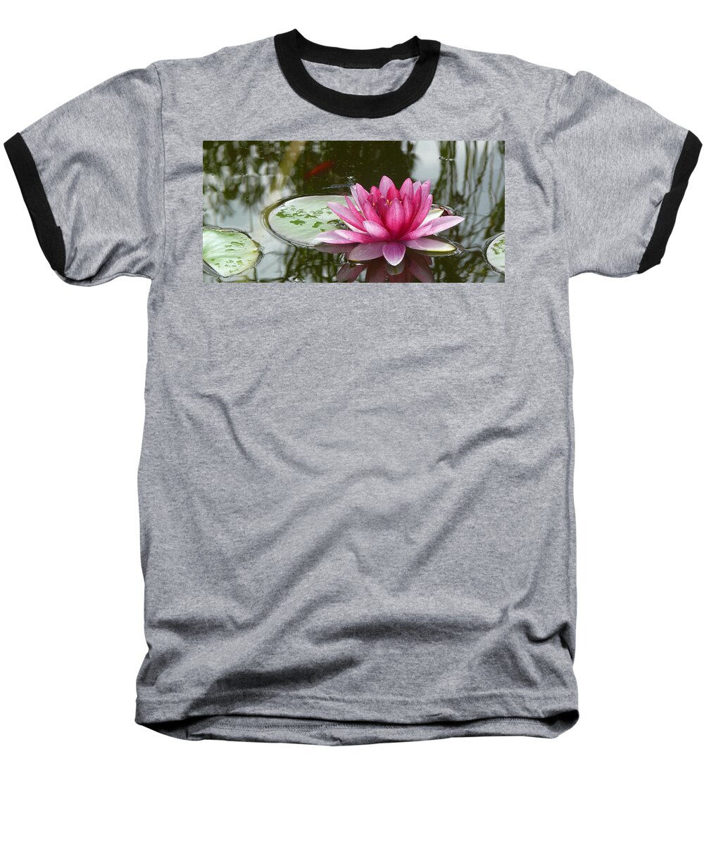 Water Lily Baseball T-Shirt featuring the photograph Pond Magic by Evelyn Tambour