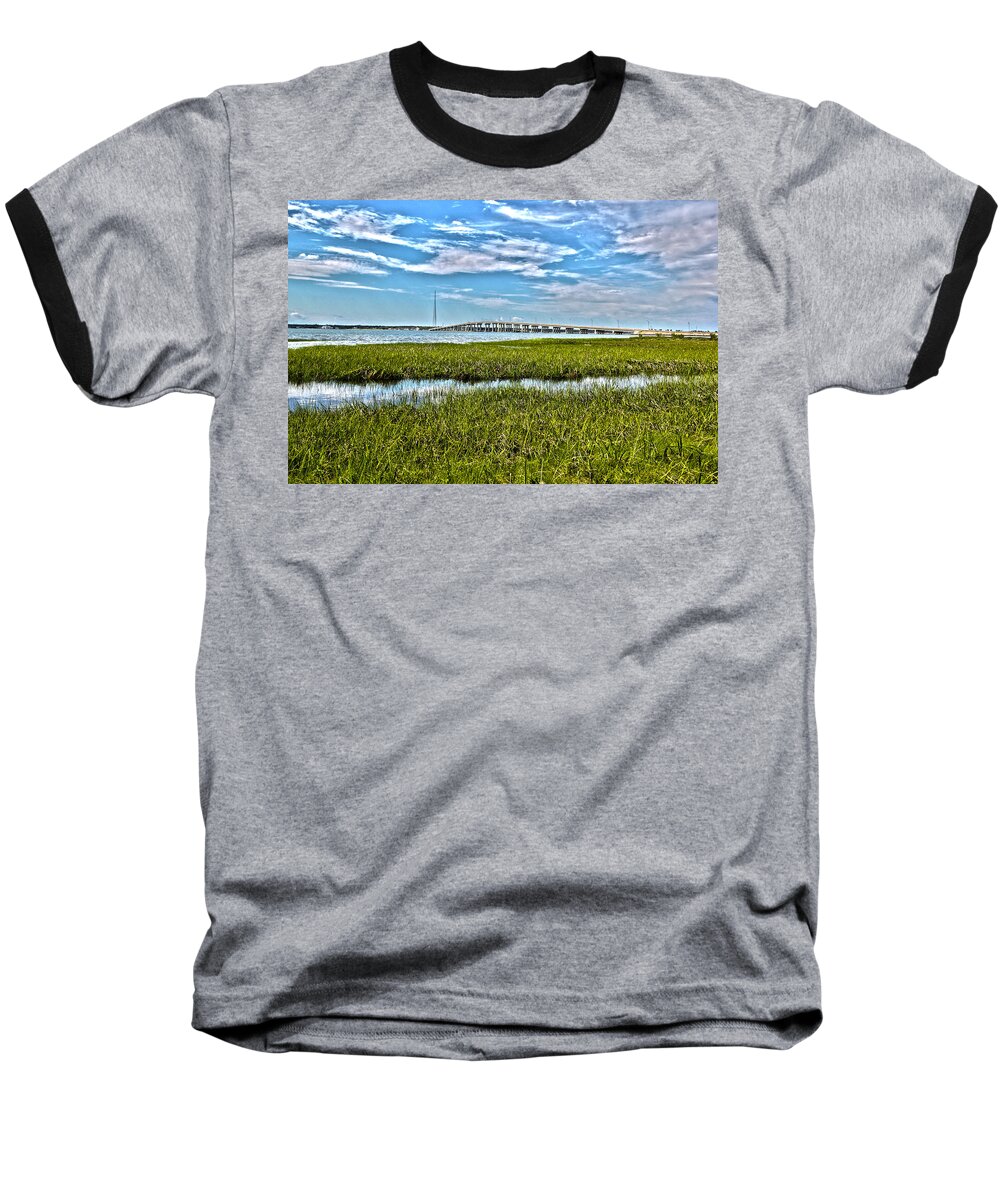 Ponquogue Baseball T-Shirt featuring the photograph Ponquogue Bridge by Robert Seifert