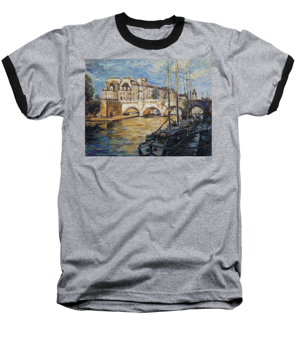 Punt Neuf Baseball T-Shirt featuring the painting Pont Neuf Paris by Irek Szelag