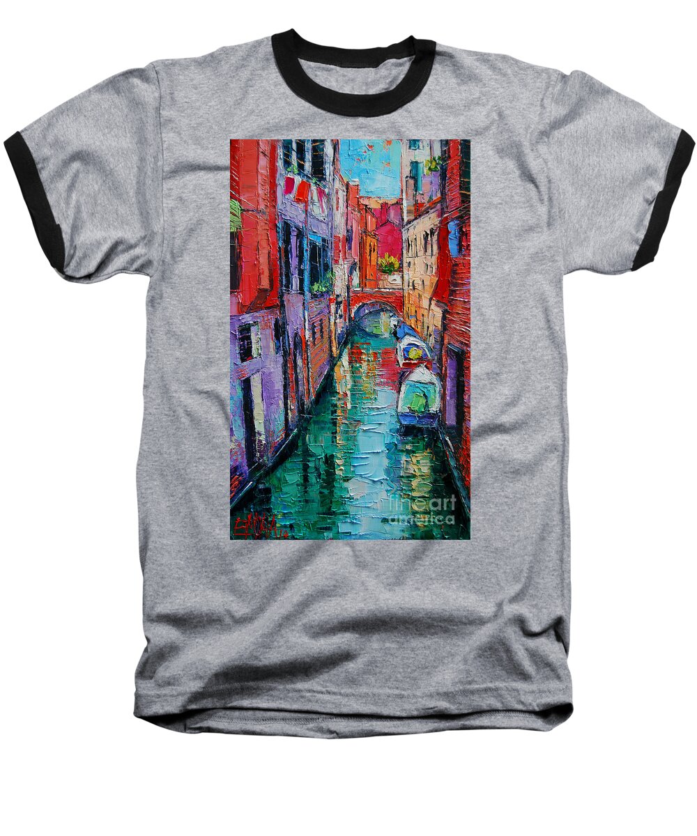 Venice Baseball T-Shirt featuring the painting Ponte Raspi O Sansoni - Venice - Italy by Mona Edulesco