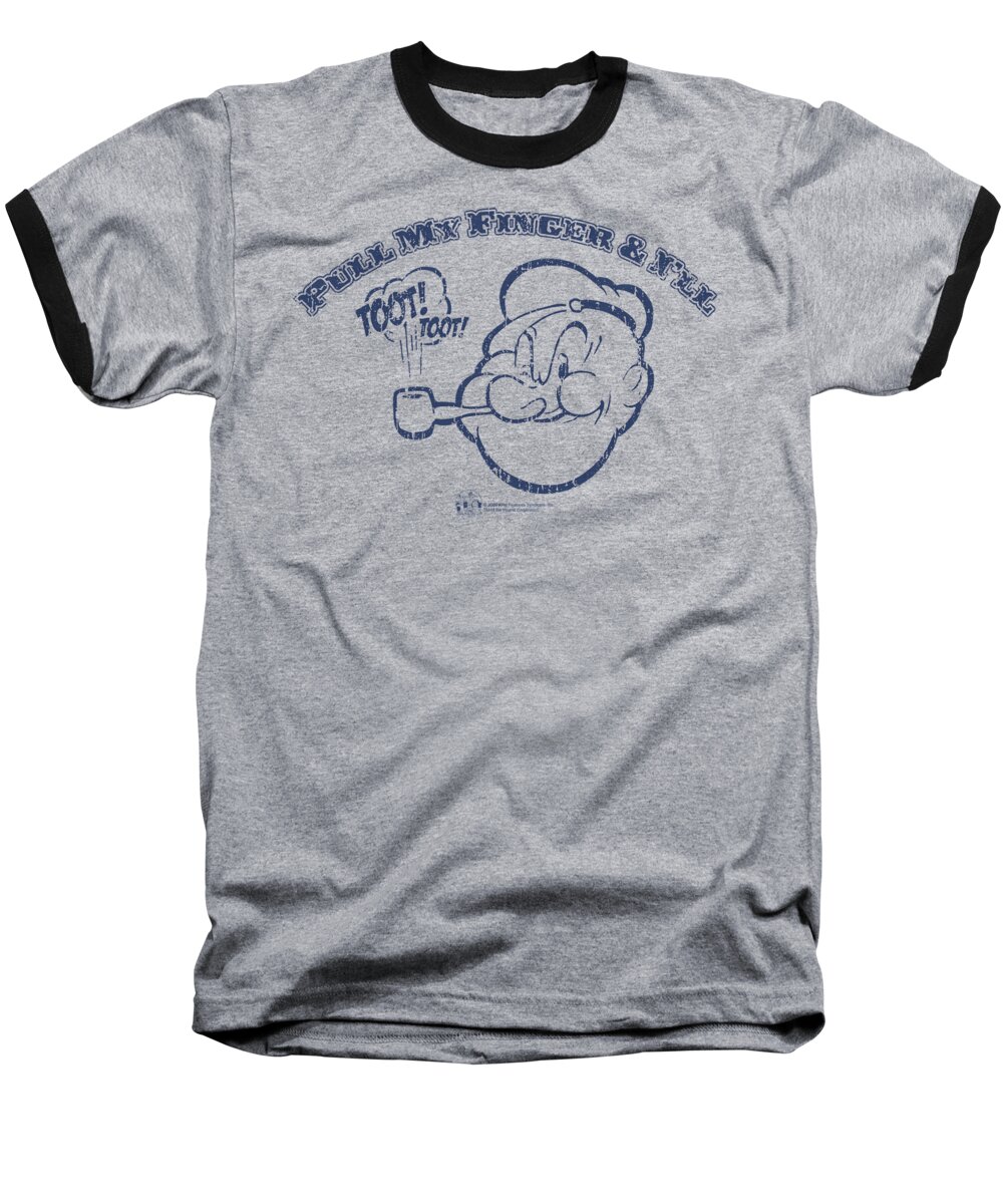 Popeye Baseball T-Shirt featuring the digital art Popeye - Toot! Toot! by Brand A