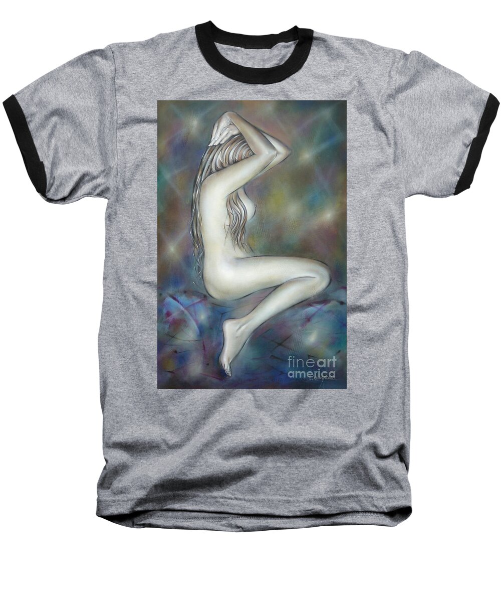 Nude Baseball T-Shirt featuring the painting Porcelain Nude 080810 by Selena Boron