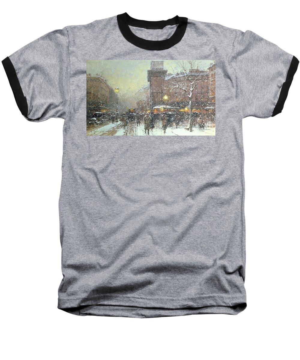 Winter Baseball T-Shirt featuring the painting Porte St Martin in Paris by Eugene Galien Laloue