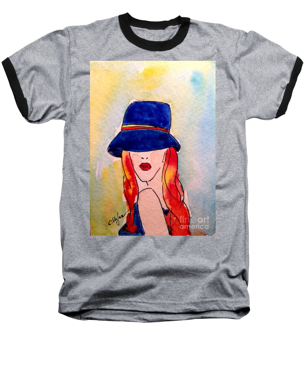 Painting Baseball T-Shirt featuring the painting Portrait of a Woman by Cristina Stefan