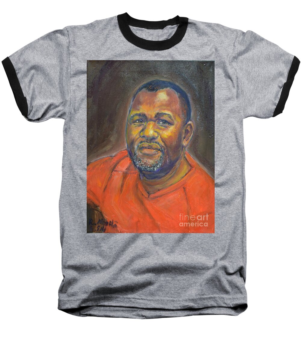 Portrait Baseball T-Shirt featuring the painting Portrait of Felly by Raija Merila