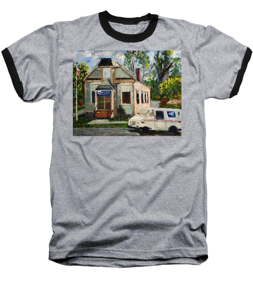 Post Baseball T-Shirt featuring the painting Post Office at Lafeyette NJ by Michael Daniels