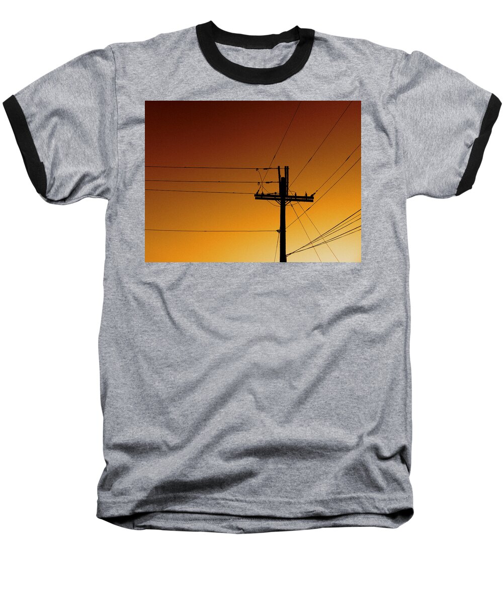 Power Lines Baseball T-Shirt featuring the photograph Power Line Sunset by Don Spenner