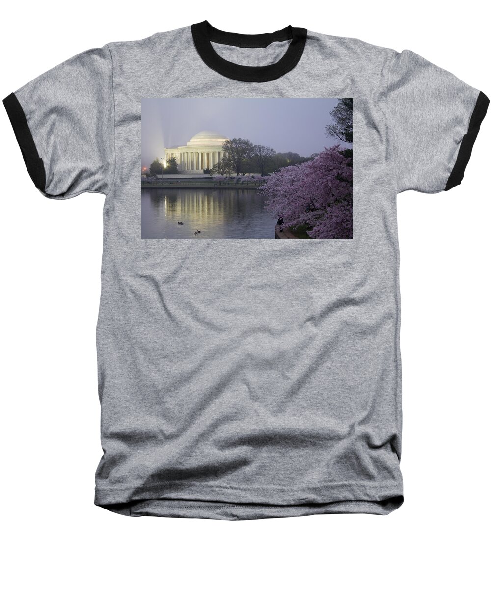 Jefferson Memorial Baseball T-Shirt featuring the photograph Pre-Dawn at the Jefferson Memorial 2 by Leah Palmer