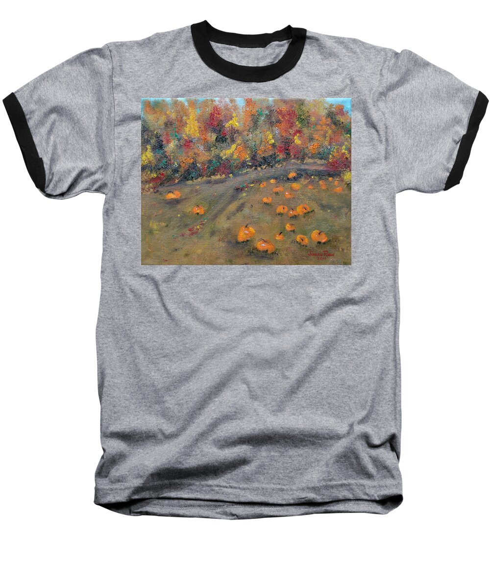 Pumpkins Baseball T-Shirt featuring the painting Pumpkin Field by Judith Rhue