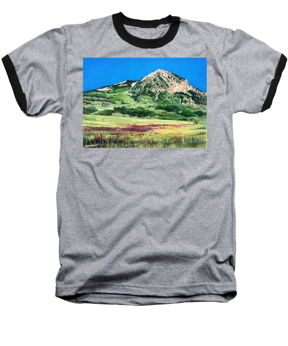 Water Color Paintings Baseball T-Shirt featuring the painting Purple Fields by Barbara Jewell