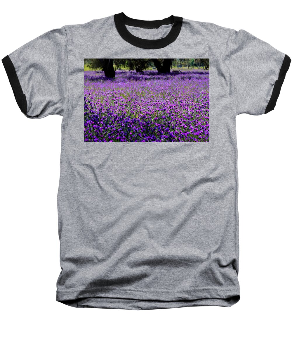 Purple Baseball T-Shirt featuring the photograph Purple fields by Jenny Setchell