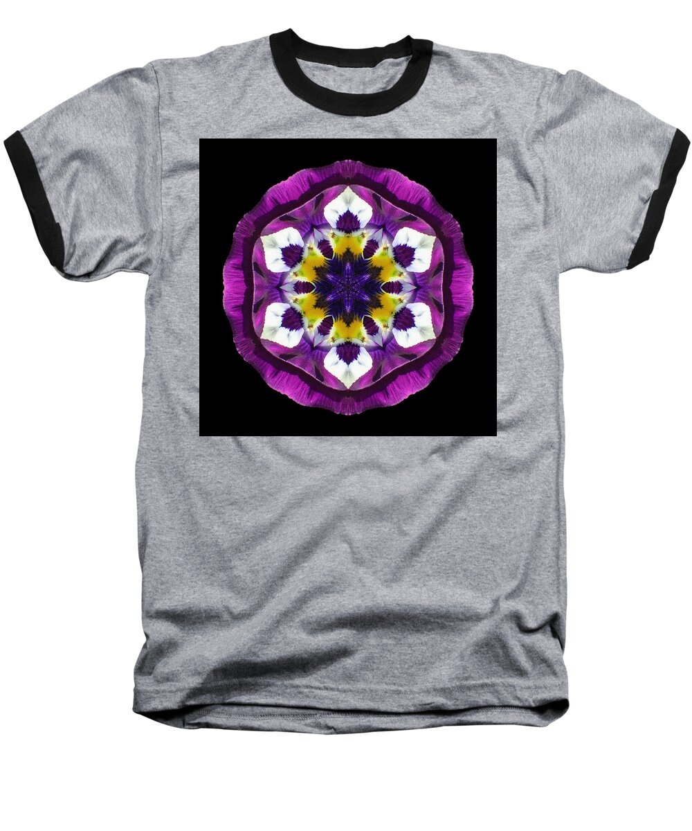 Flower Baseball T-Shirt featuring the photograph Purple Pansy II Flower Mandala by David J Bookbinder