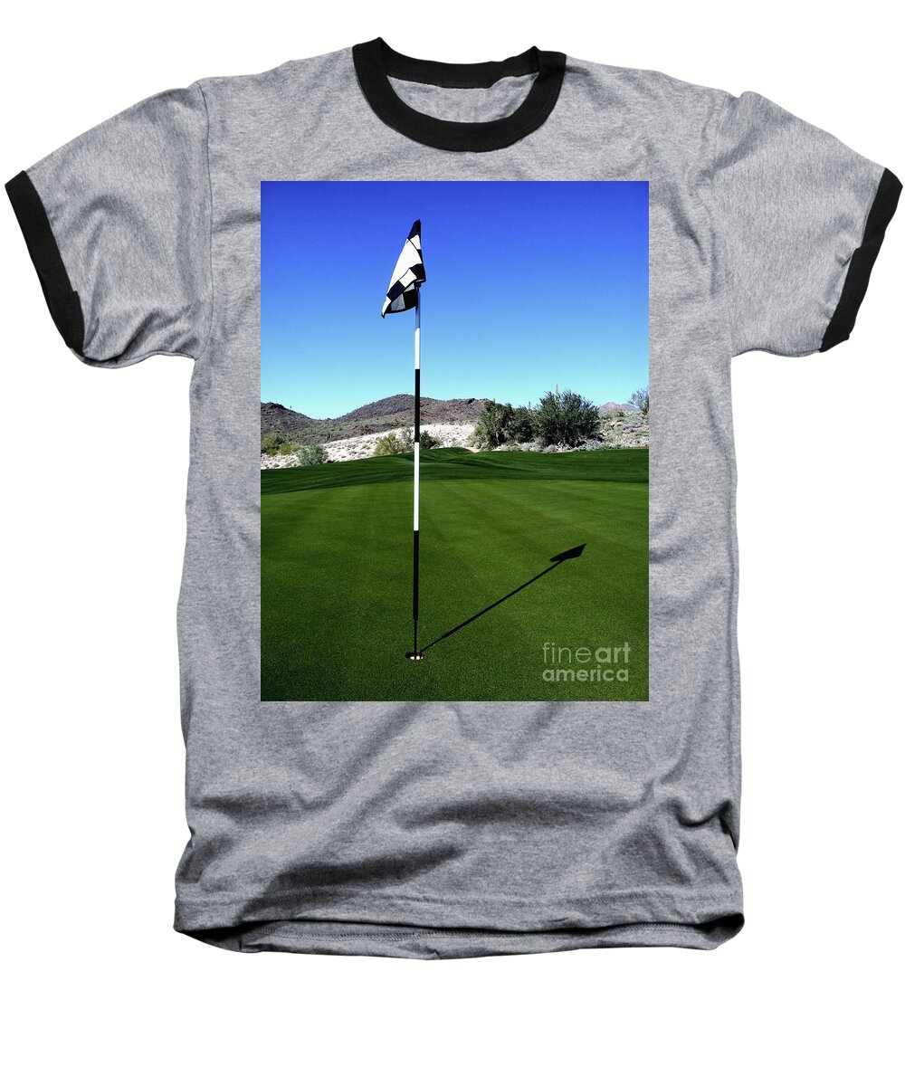 Activity Baseball T-Shirt featuring the photograph Putting Green and Flag on Golf Course by Bryan Mullennix