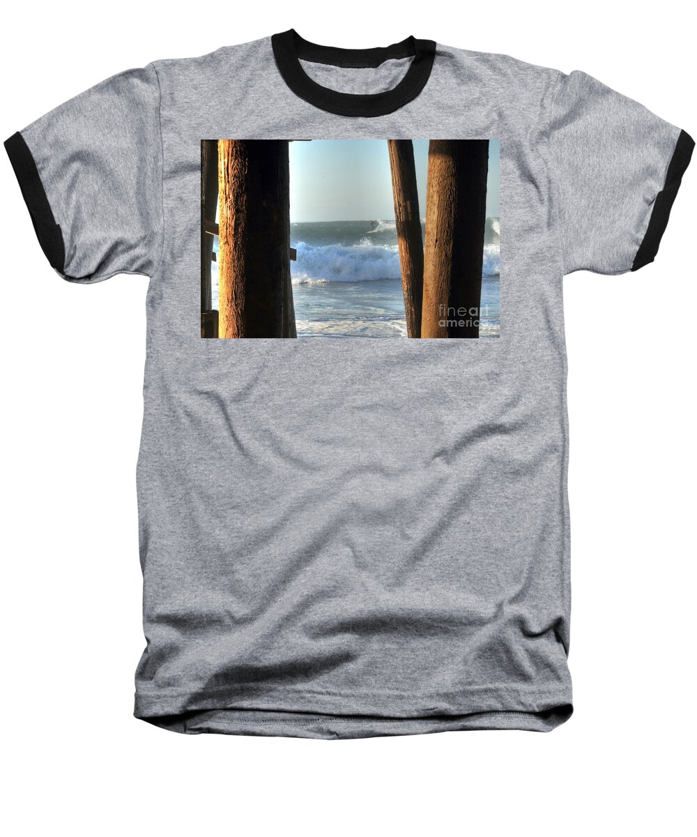 Malibu Baseball T-Shirt featuring the photograph Pylon Surfer by Richard Omura