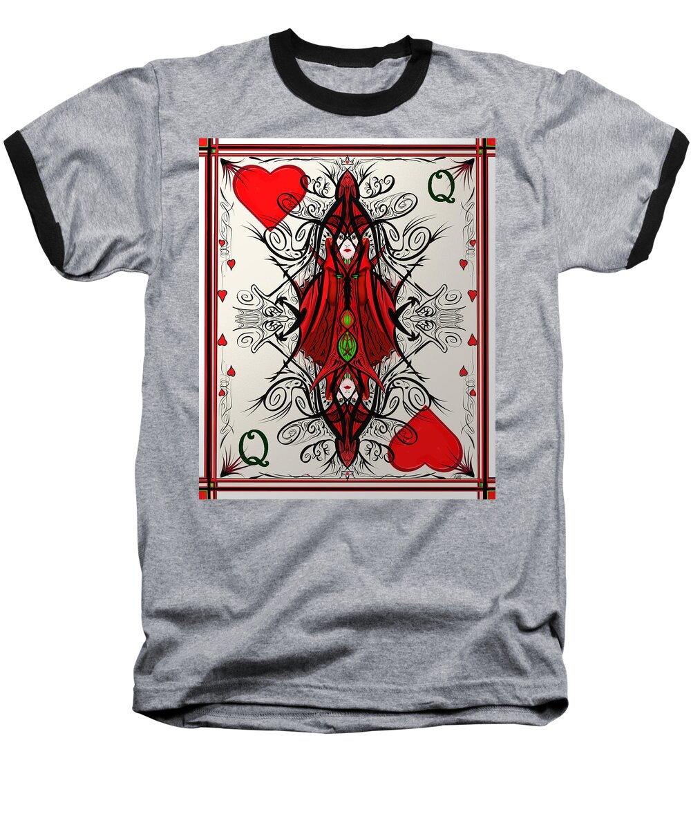 Cards Baseball T-Shirt featuring the digital art Queen of Arts by Douglas Day Jones