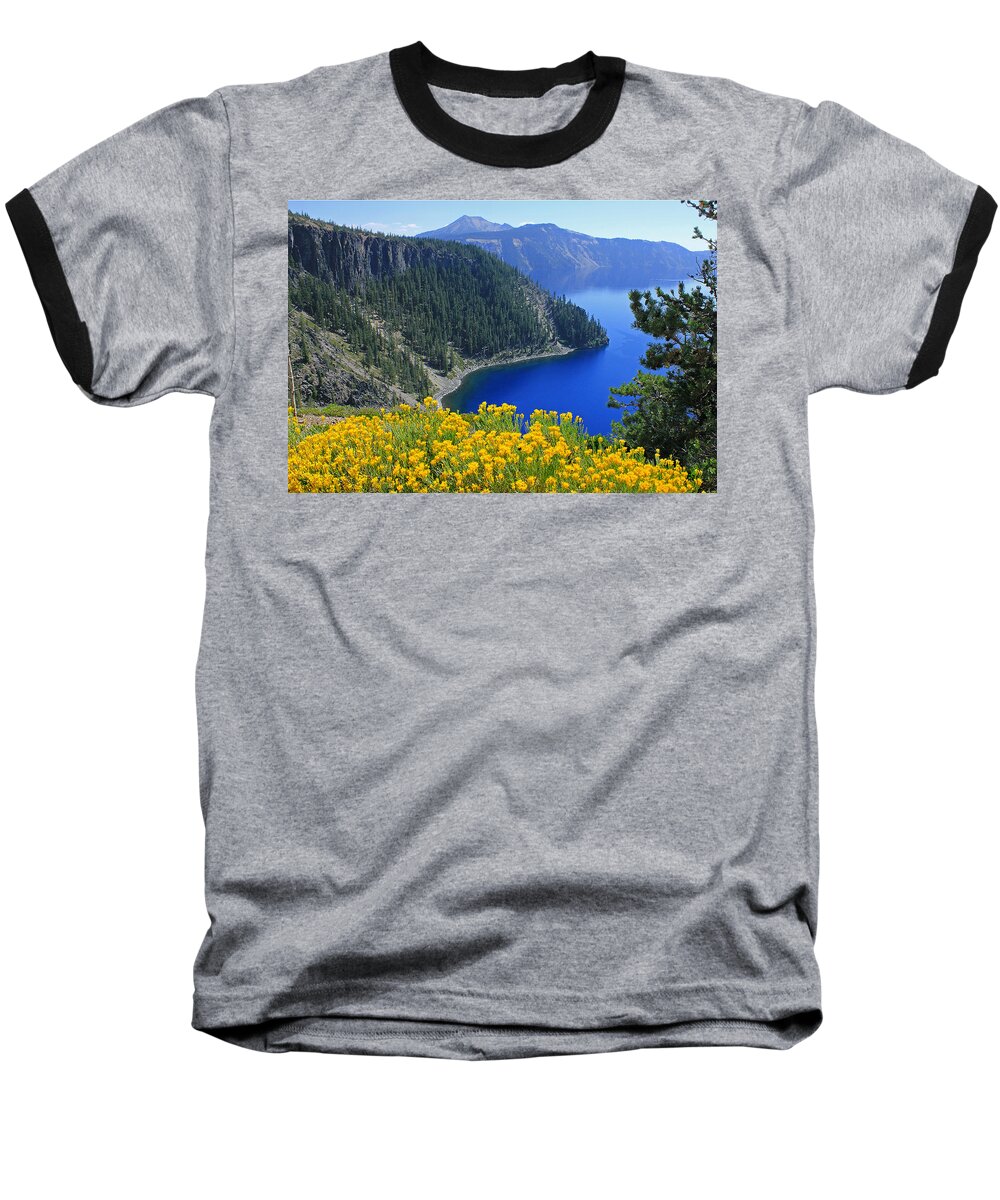 Rabbit Brush Baseball T-Shirt featuring the photograph D2M5622-Rabbit Brush at Crater Lake by Ed Cooper Photography
