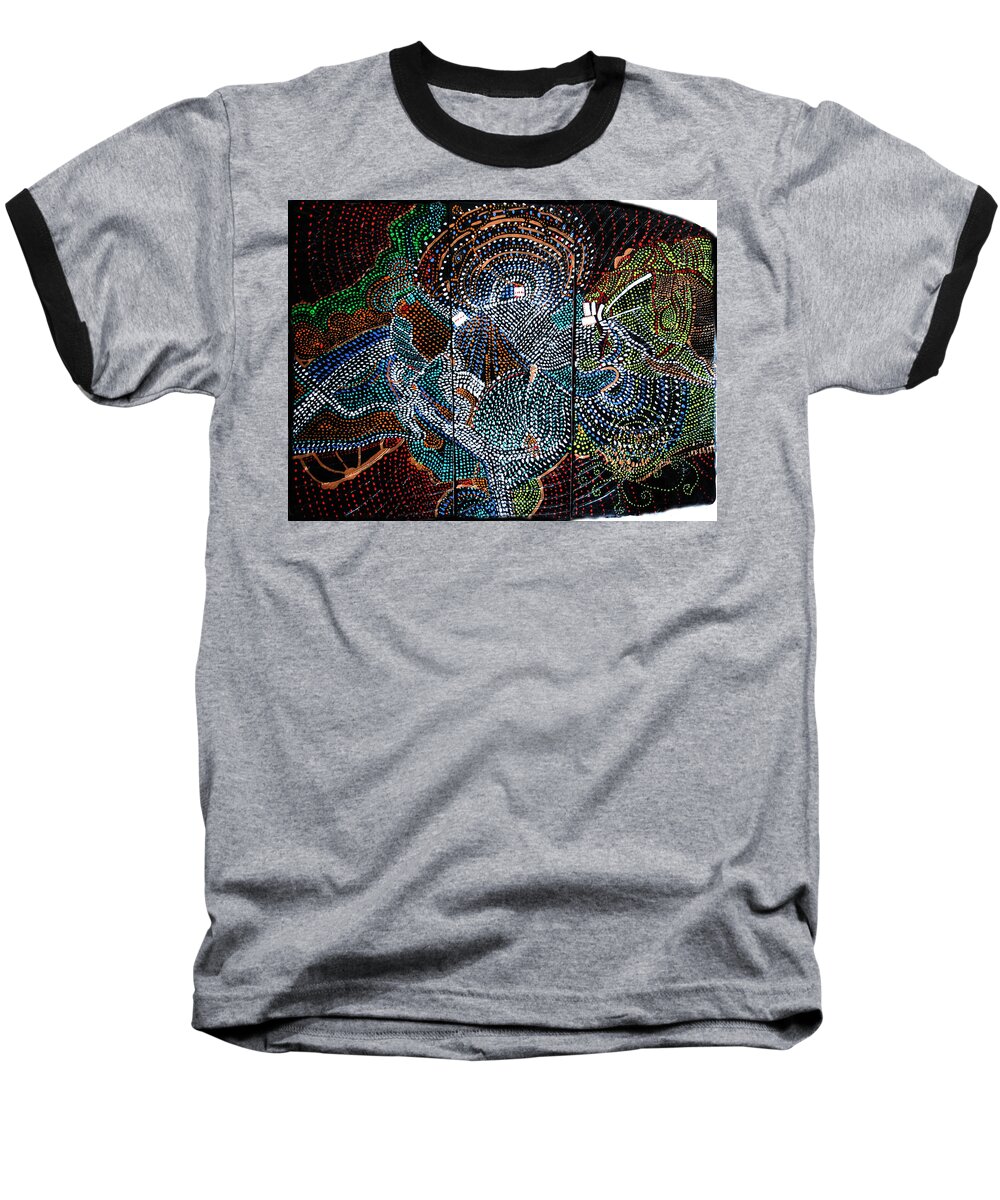 Jesus Baseball T-Shirt featuring the painting Radiohead by Gloria Ssali