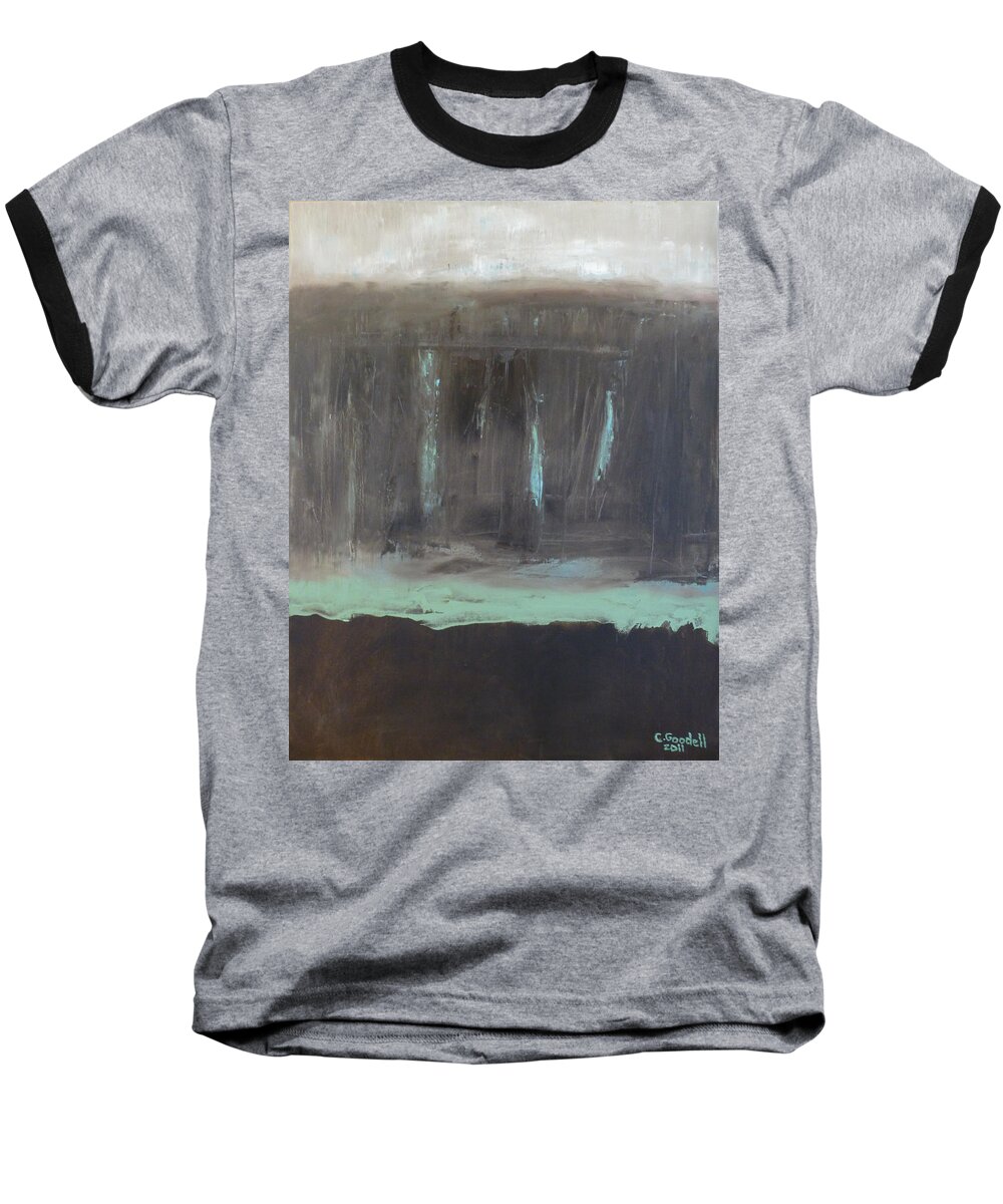 Abstract Baseball T-Shirt featuring the painting Rainy Day by Claudia Goodell