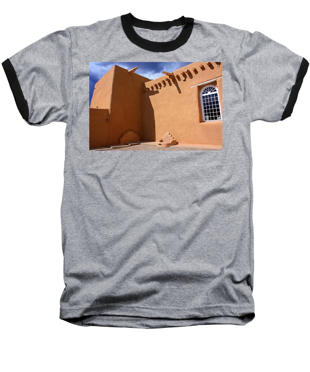 San Francesco De Asis Mission Church Baseball T-Shirt featuring the photograph Rancho de Taos II by Lanita Williams