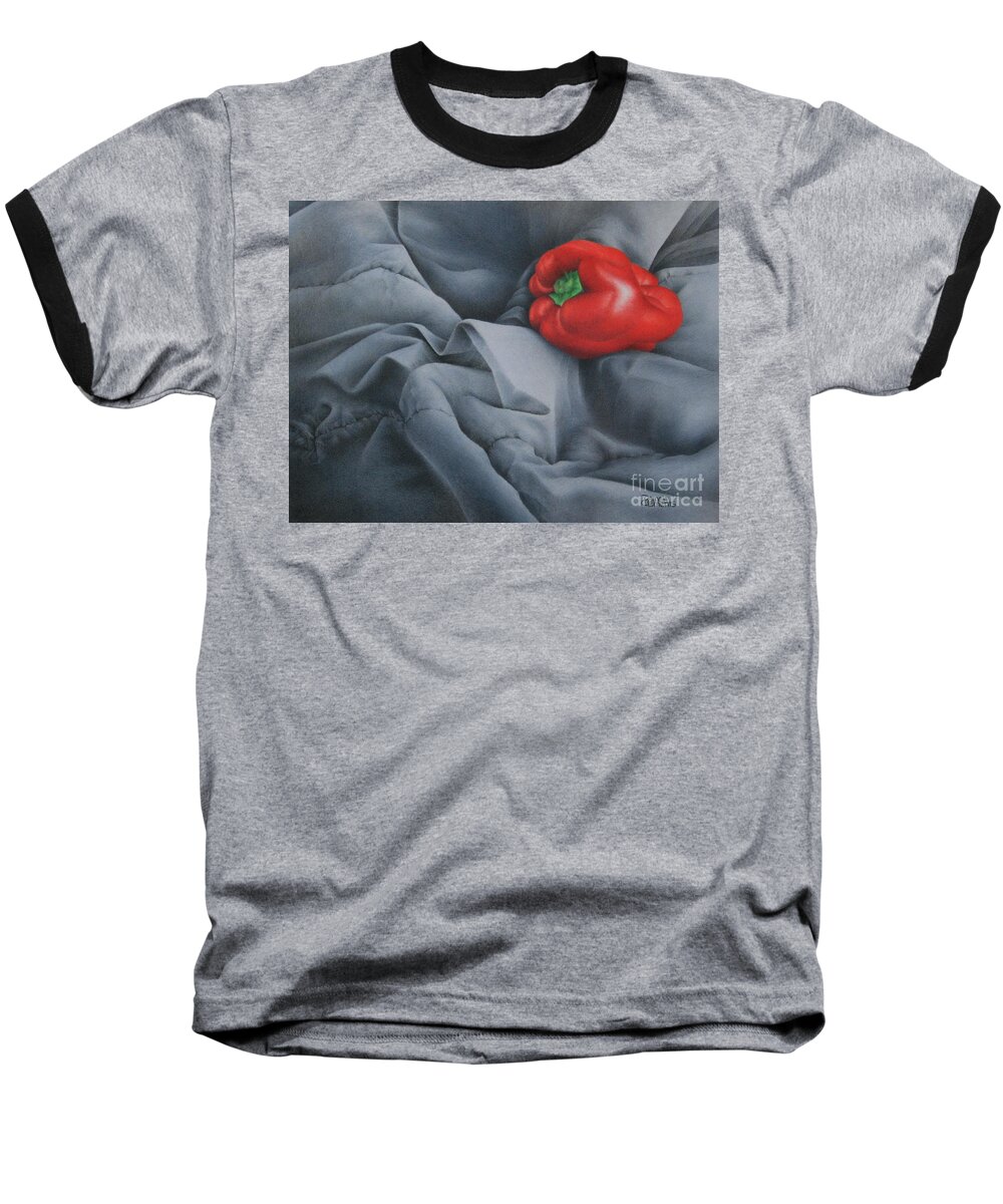 Red Baseball T-Shirt featuring the drawing Rather Red by Pamela Clements