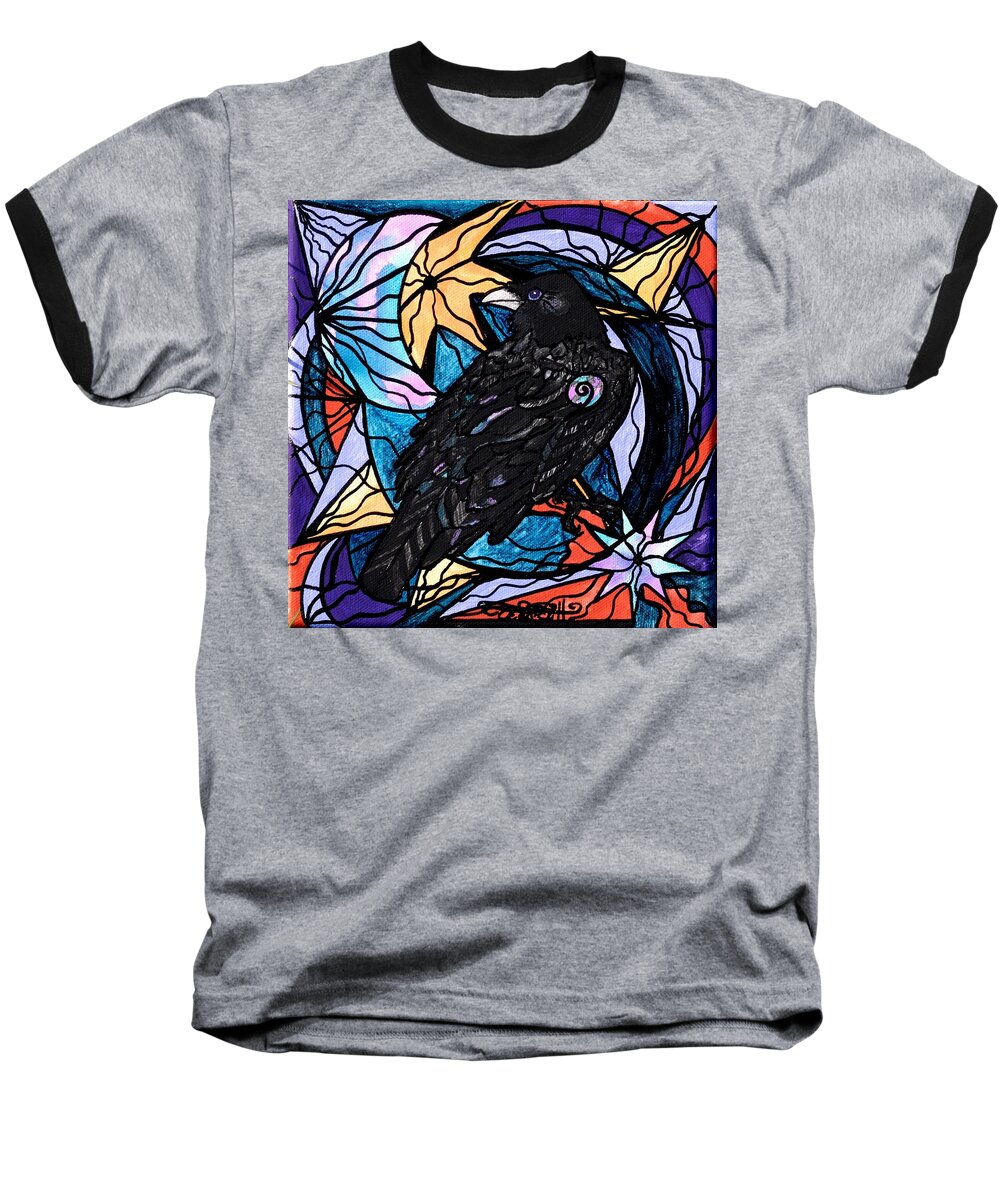 Raven Baseball T-Shirt featuring the painting Raven by Teal Eye Print Store