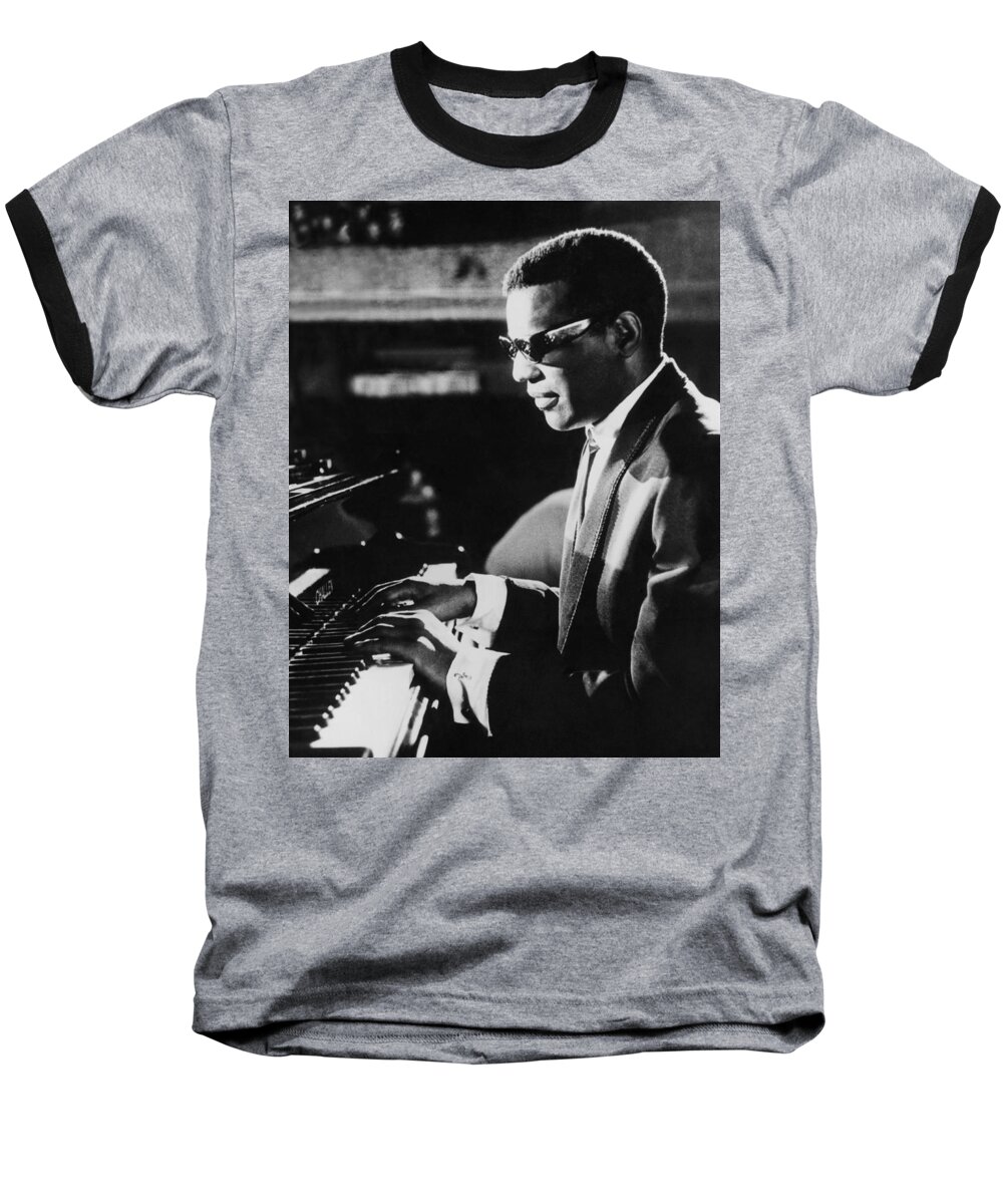 1964 Baseball T-Shirt featuring the photograph Ray Charles At The Piano by Underwood Archives